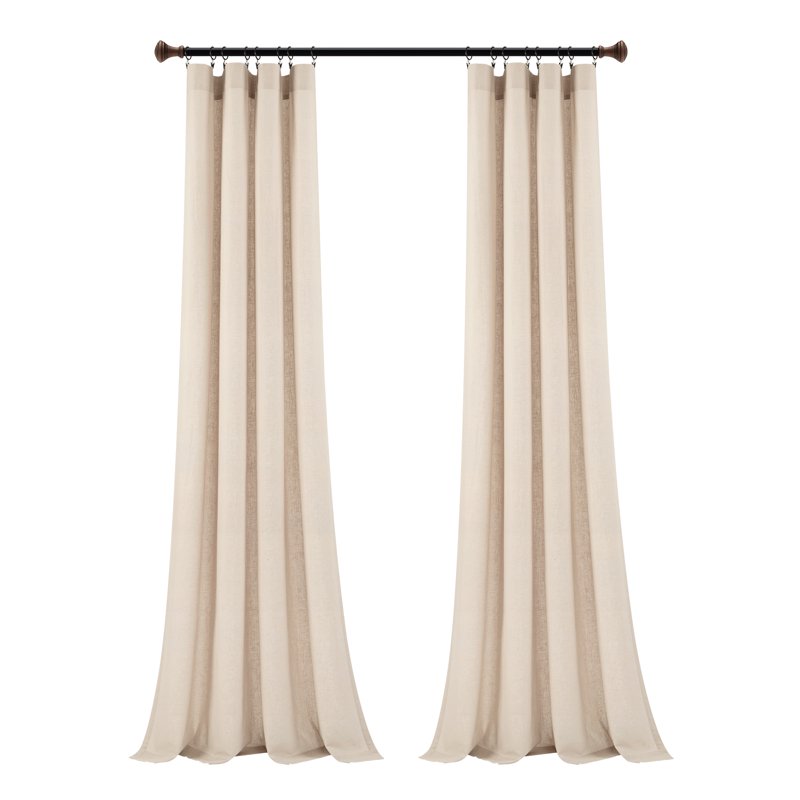 Flax Prewashed Linen Rich Cotton Blend Solid Pattern Rod Pocket Window Curtain Panel Single White 50x84