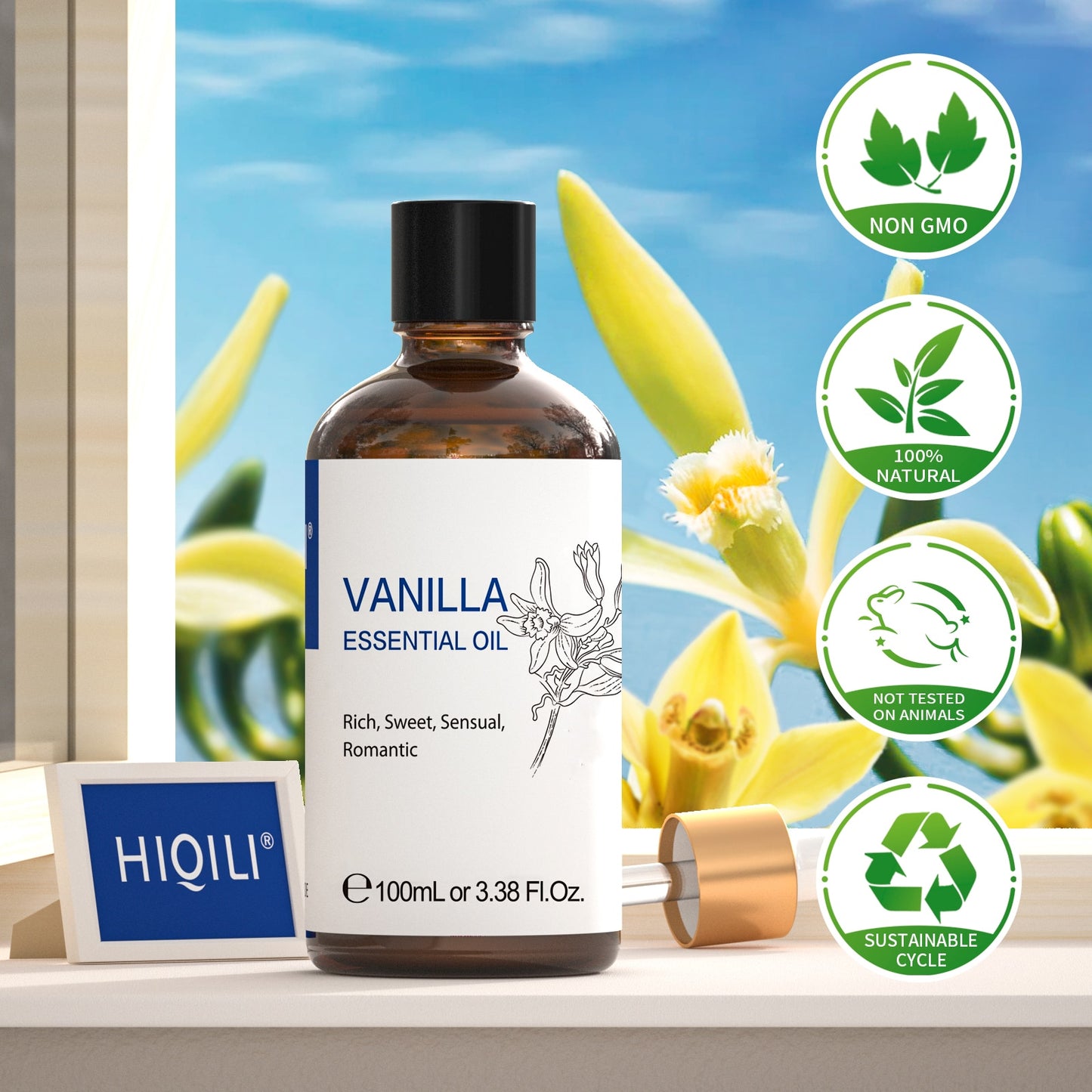 HIQILI 100ML Vanilla Essential Oils for Diffuser Humidifier Massage Aromatherapy Aromatic Oil for Candle/Soap Making Hair Care - youronestopstore23