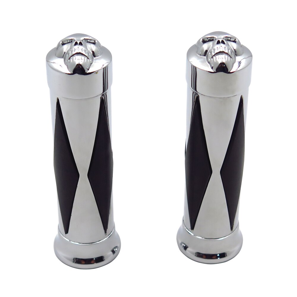 Chrome Skull Diamon Hand Grips 1&quot; For Harley Sportster Dyna Softail Bobber Chopp Aftermarket Free Shipping Motorcycle Parts - youronestopstore23