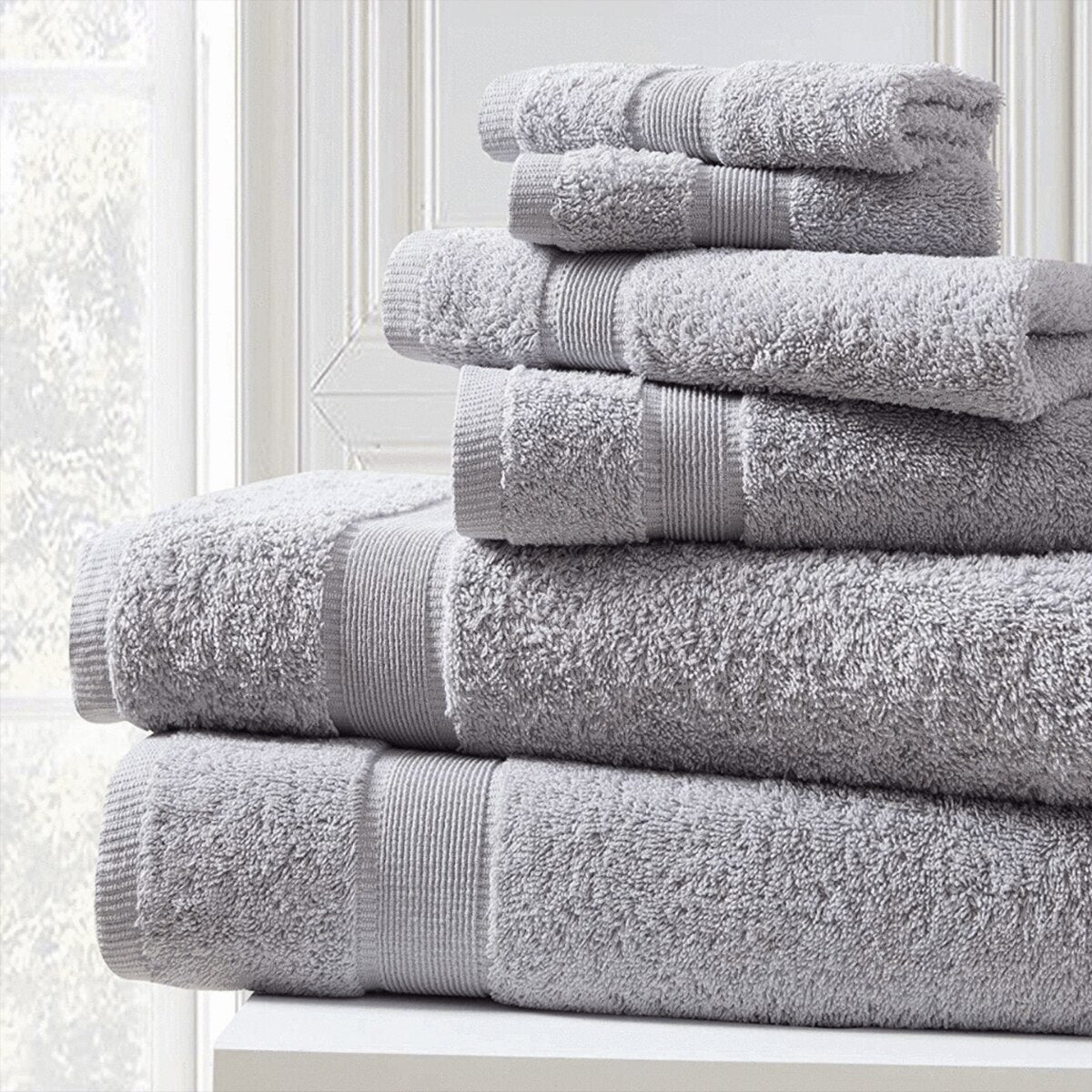 6pc Bath Towel Set 100% Ringspun Plush Cotton - youronestopstore23