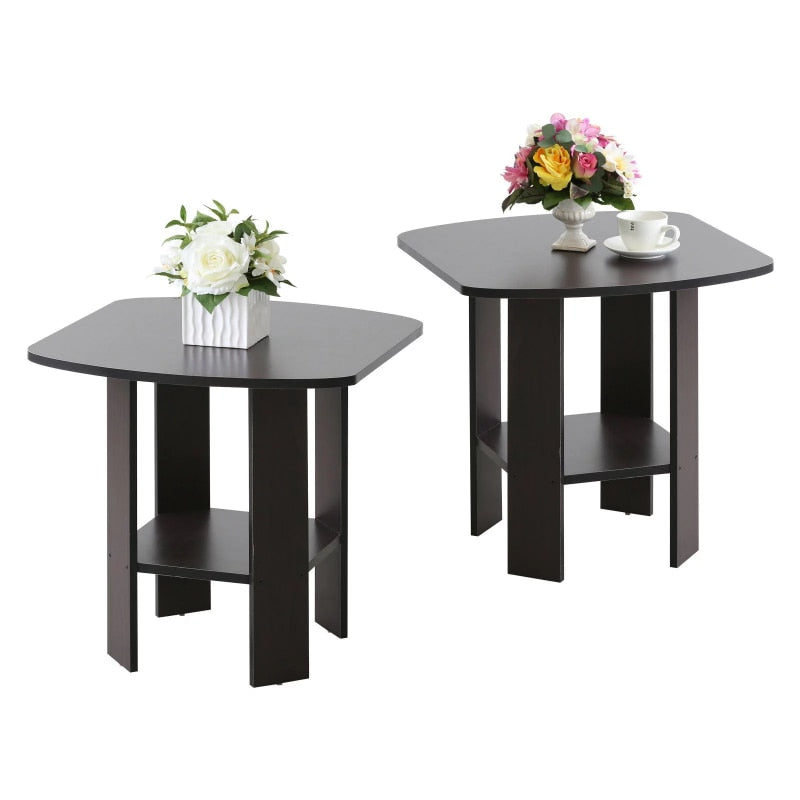 Furinno Simple Design End/Side Table, French Oak Grey, Set of 2  living room furniture  wood table