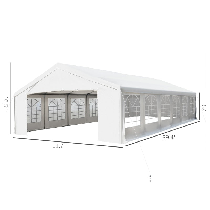 40&#39; x 20&#39; Heavy Duty Carport Party Tent Event Canopy with Sidewalls and Windows,Extra Large Picnics, Weddings, Birthdays - White - youronestopstore23