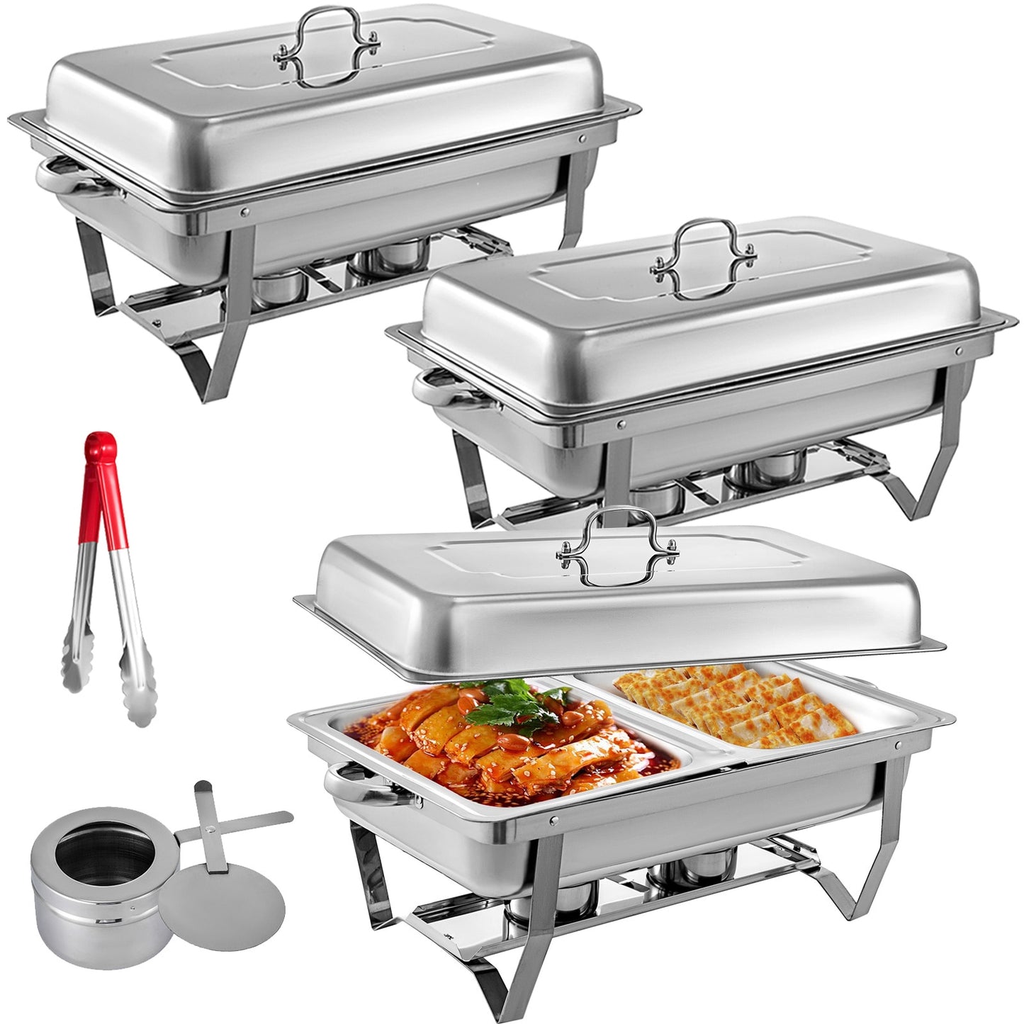 VEVOR 9L/8 Quart Chafing Dishes Buffet Stove Food Warmer Stainless Steel Foldable for Self-Service Restaurant Catering Parties - youronestopstore23