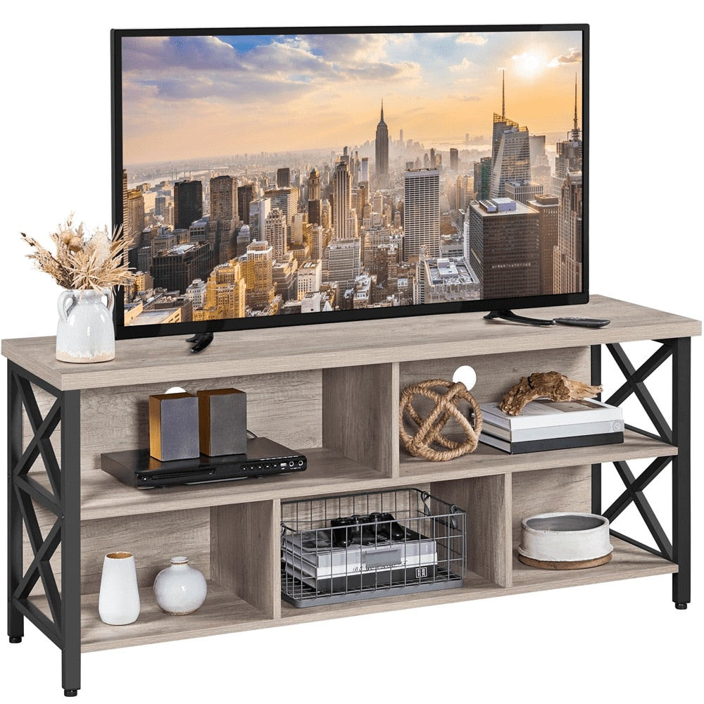 SmileMart Modern Industrial TV Stand for TVs up to 65 Inch with Storage, Gray tv table