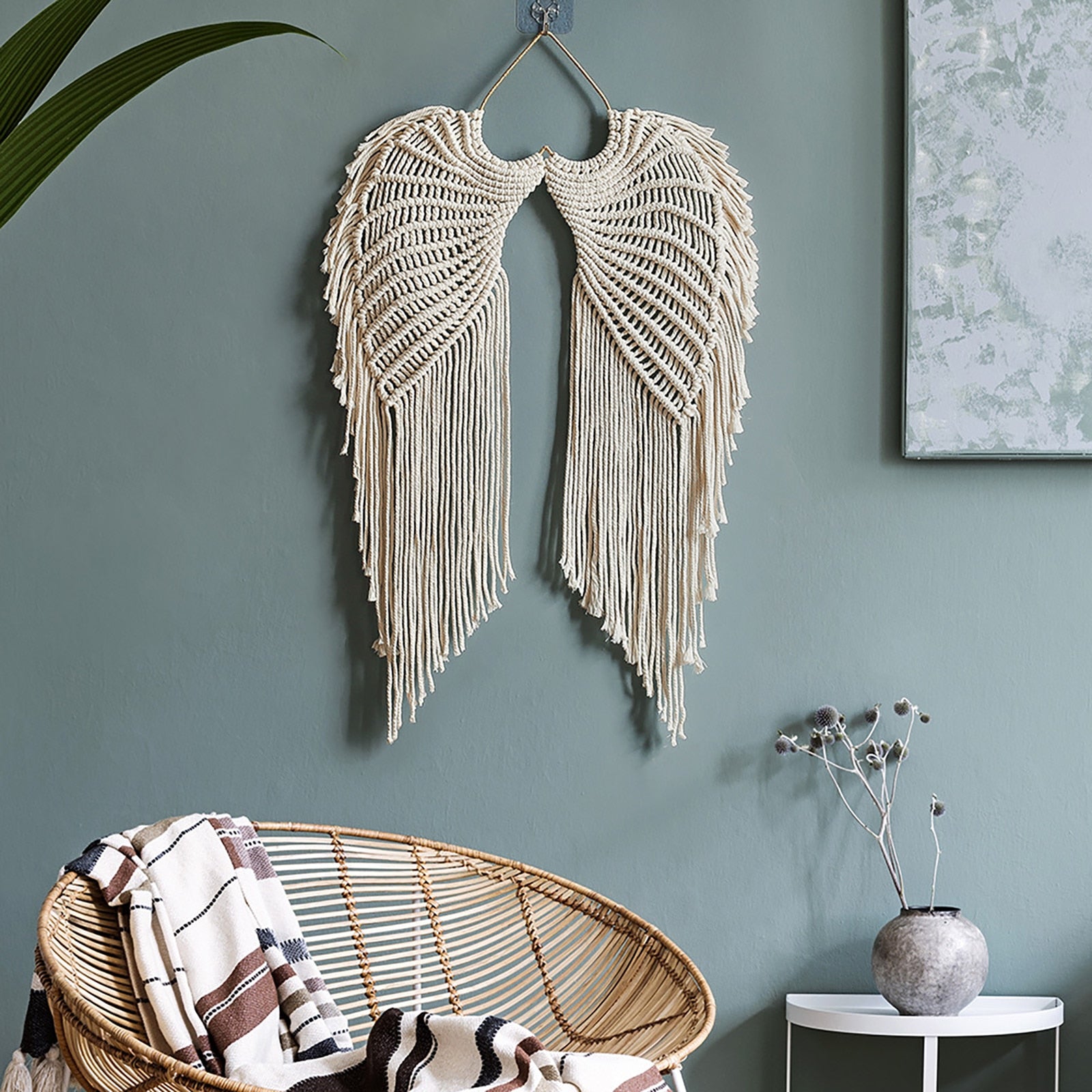 Angel Wings Macrame Boho Tapestry Wall Hanging Hand-woven Home Decoration Nordic Art Tassel Apartment Dorm Room Decoration - youronestopstore23