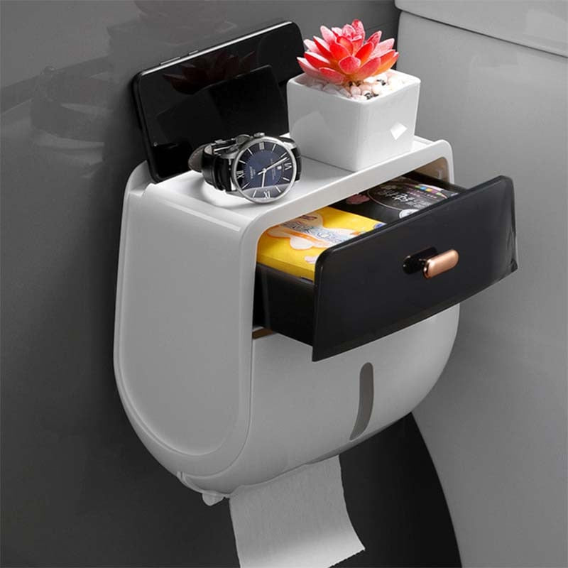 Waterproof Toilet Paper Tray Roll Wall Mount Paper Holder Storage Box Organizer Multifunctional Tissue Box Bathroom Accessories