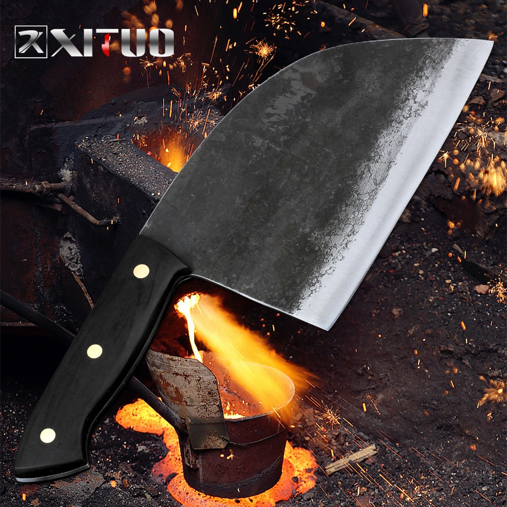 XITUO Full Tang Handmade Forged Chef Knife Hard Clad Steel Blade Butcher Slaughter Cleaver Knife Kitchen Chopping Slicing Tool - youronestopstore23