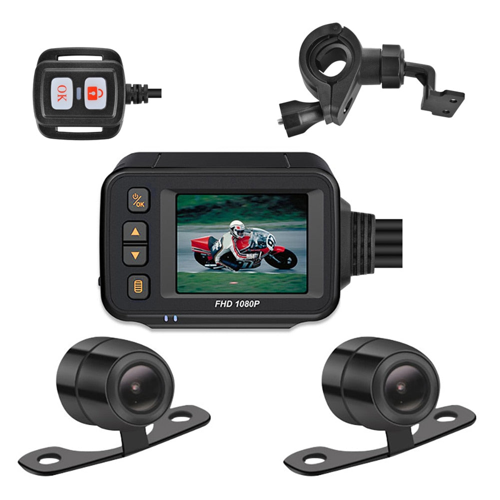 SE30 Waterproof 1080P Motorcycle Dash Cam 2 inch Display Front + Rear Dual Channel Motorbike DVR System+G Sensor Parking Monitor - youronestopstore23
