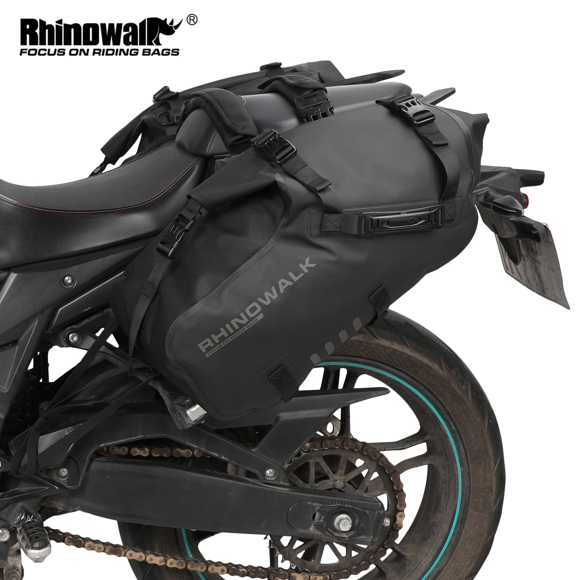 Rhinowalk Motorcycle Bag 100%Waterproof 2Pcs Motor Saddle Side Bag 28L Universal Fit Motorcycle Tail Suitcase Travel Tool  Bag - youronestopstore23