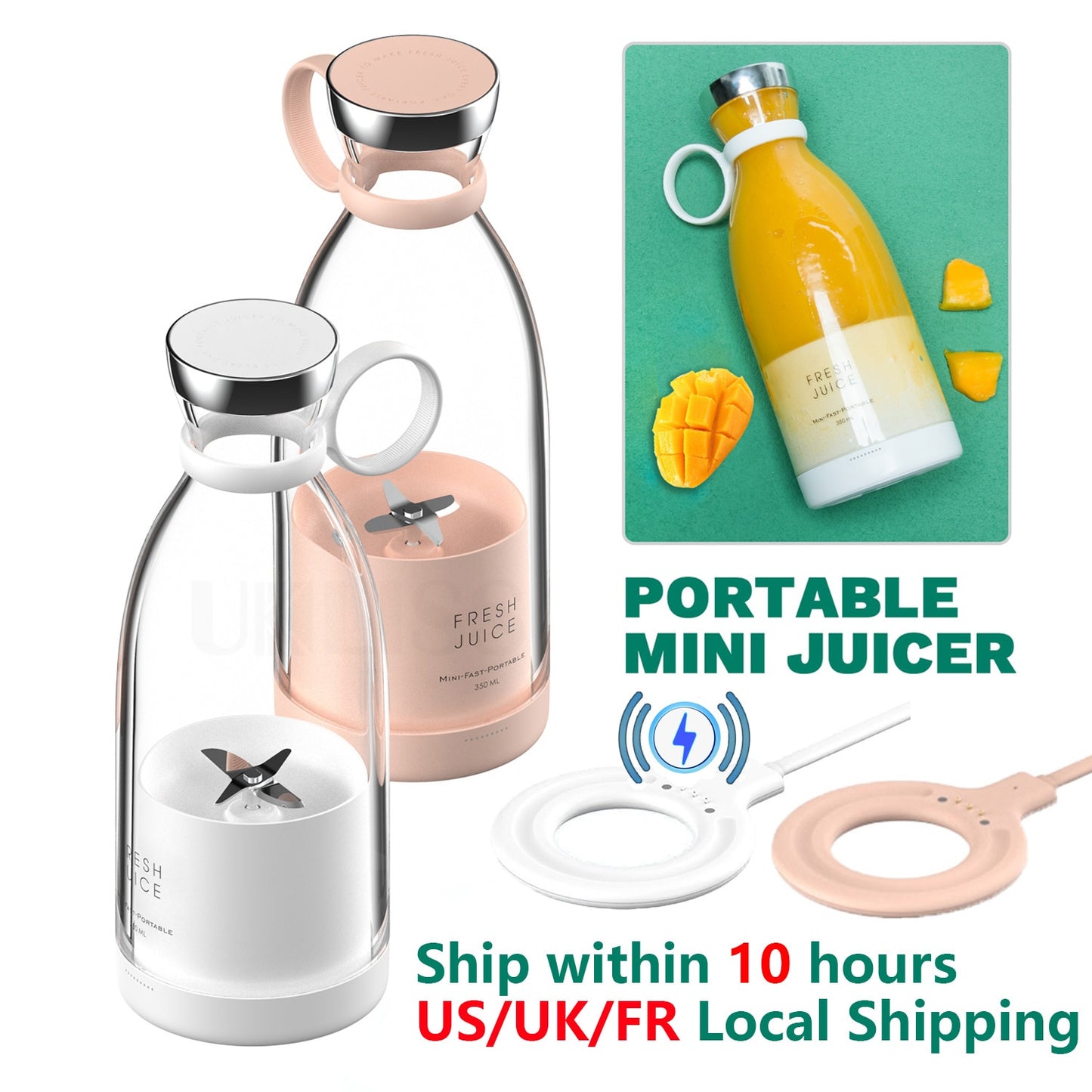 Portable Blender Fresh Juice Mixer Electric Wireless Charge Mini Fruit Mixers Juicer Cup Blender Milkshake Juice Maker Machine - youronestopstore23
