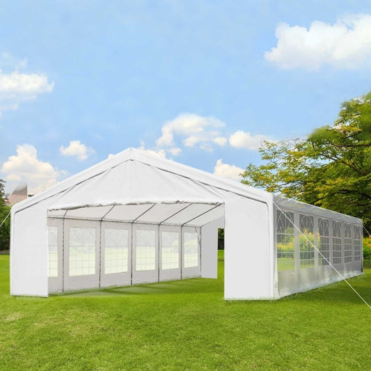 40&#39; x 20&#39; Heavy Duty Carport Party Tent Event Canopy with Sidewalls and Windows,Extra Large Picnics, Weddings, Birthdays - White - youronestopstore23