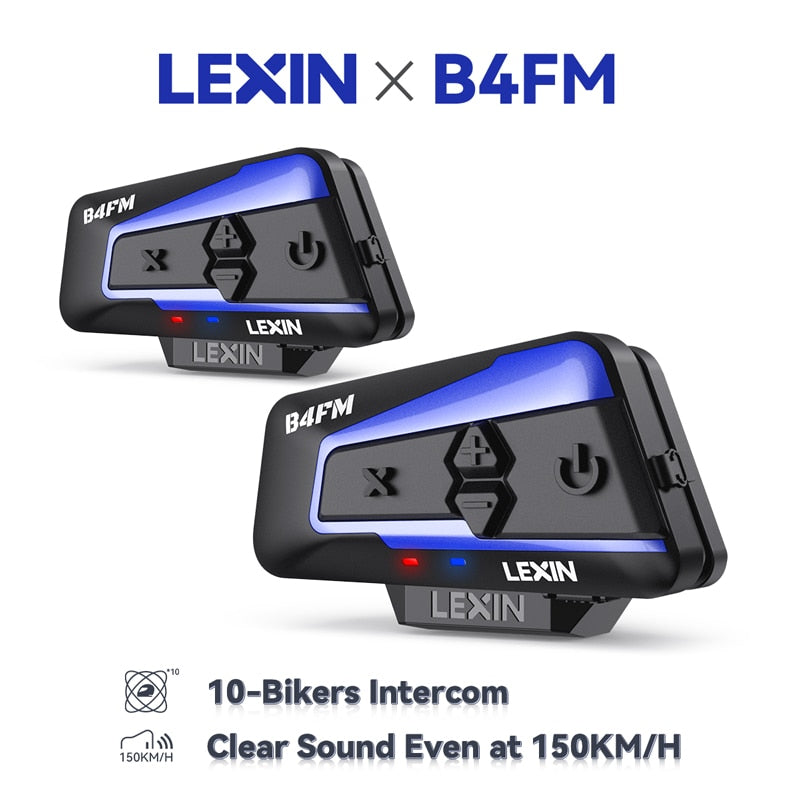 Lexin B4FM-X Bluetooth Motorcycle Intercom Helmet Headsets,BT 5.0 Wireless Communication Interphone Music Sharing 10 Riders - youronestopstore23