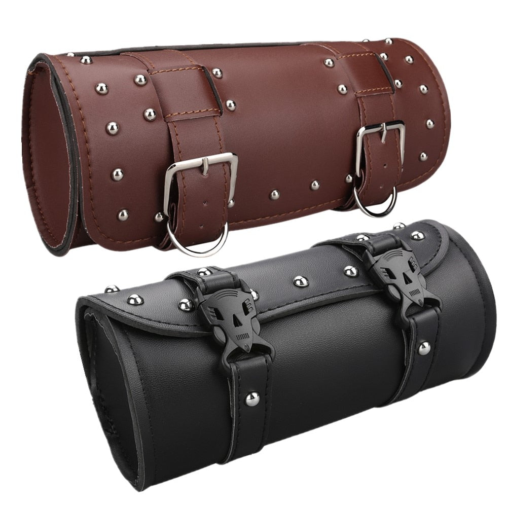 Motorcycle Bag Saddlebags PU Leather Front Fork Tail Tool Bag Luggage For Harley Chopper Bobber Cruiser Sportster XL 883 1200 - youronestopstore23