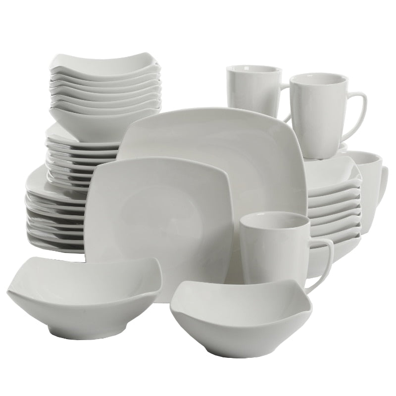 Gibson Home Everyday Square Expanded 40-Piece Dinnerware Set plates sets for home  dinner set  dishes and plates sets - youronestopstore23