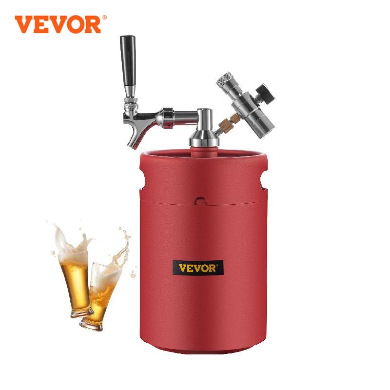 VEVOR Pressurized Keg System 3.6/4/5/8L Mini Growler Stainless Steel Adjustable Faucet Regulator Portable Draft Beer Dispenser - youronestopstore23