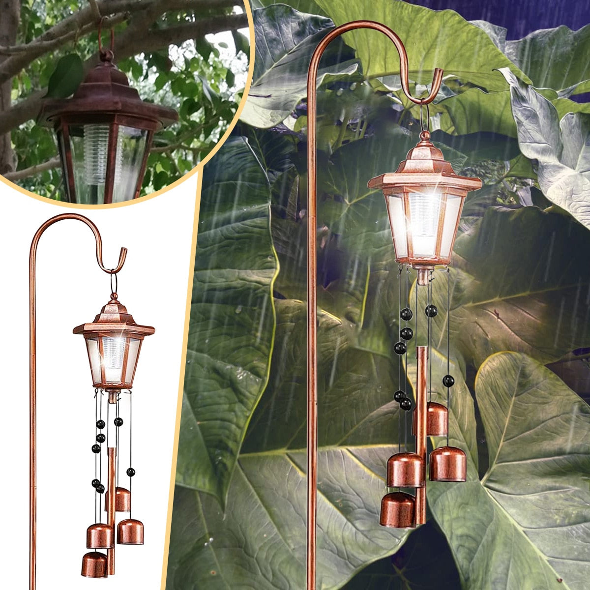 Retro Solar Lights Garden Decor  Hanging Wind Chime Outdoor Waterproof - youronestopstore23