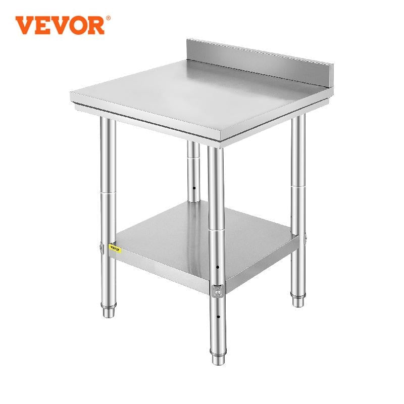 VEVOR Kitchen Work Bench Commercial Catering Table Worktable with Undershelf Stainless Steel 330LBS 286LBS for Restaurant Garage - youronestopstore23