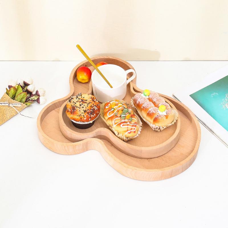 Creative Wooden Snack Tray Kitchen Dining Food Storage Plate Fruit Dishes Household Tabletop Decoration Tableware Accessories - youronestopstore23