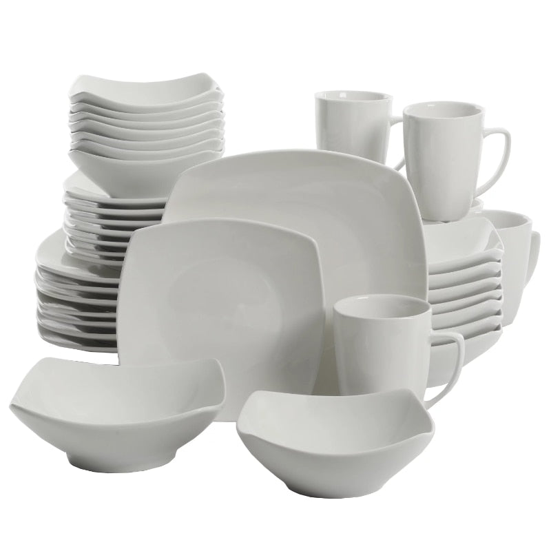 Gibson Home Everyday 48PCS Square Expanded Dinnerware Set with Plates Bowls Mugs - youronestopstore23