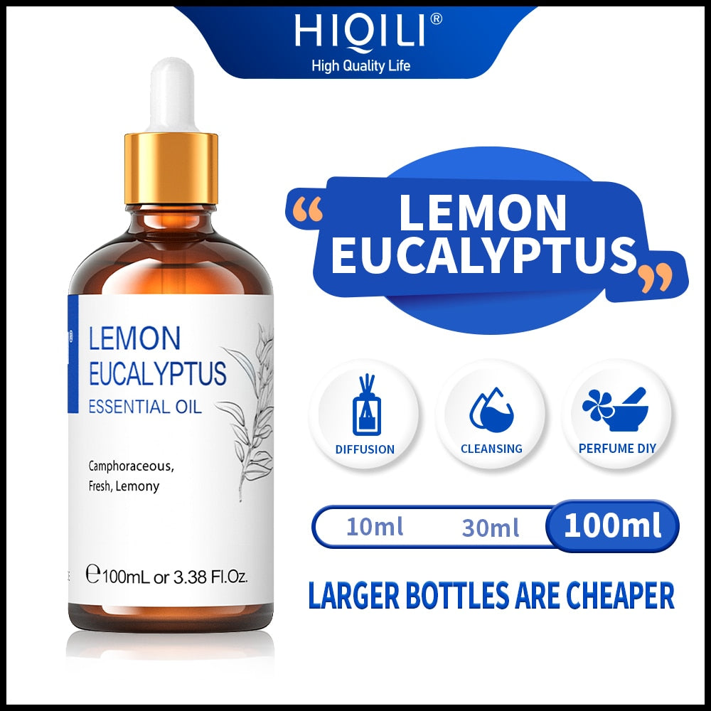 HIQILI 100ML Lemon  Eucalyptus Essential Oils, 100% Pure Nature Oil for Antibacterial, Insect repellent and helping breathe - youronestopstore23
