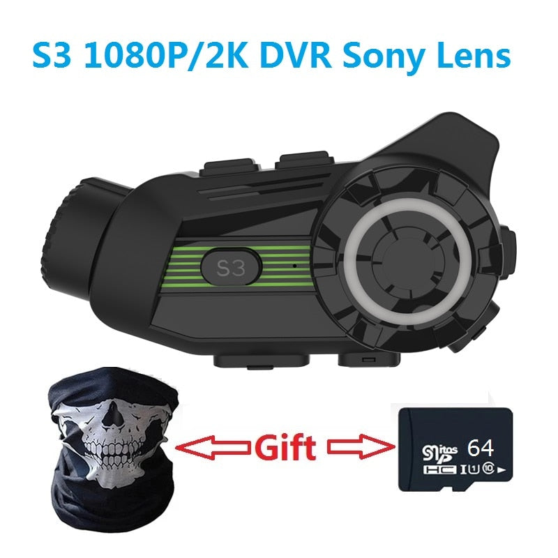 S3 Motorcycle Helmet Bluetooth 5.1 Intercom Camera Recorder HD 2K 1080P Motorbike Wifi DVR Dash Cam 800M Wireless Waterproof - youronestopstore23