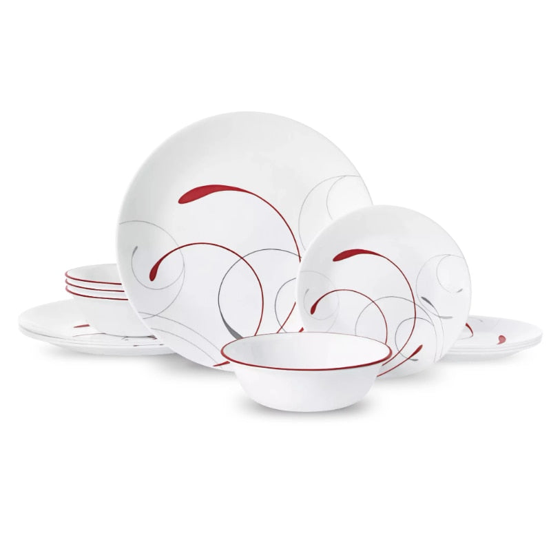 Corelle® Splendor, White and Red, 12 Piece, Dinnerware Set dinnerware set  dinner plates  dinner set  dish set - youronestopstore23