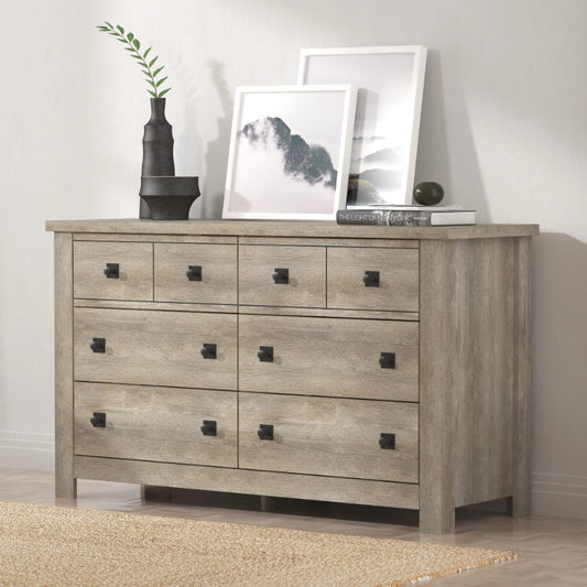 Addison Farmhouse 6 Drawer Dresser, Driftwood Gray makeup table  vanity desk  vanity table with drawers