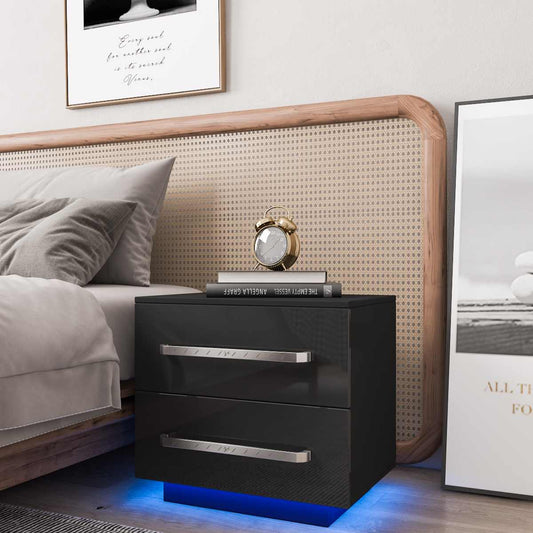 Modern Luxury Nighstand Bedside Table LED Storage Cabinet Sofa Bed side Table High Gloss Coffee Table Home Furniture Night Stand