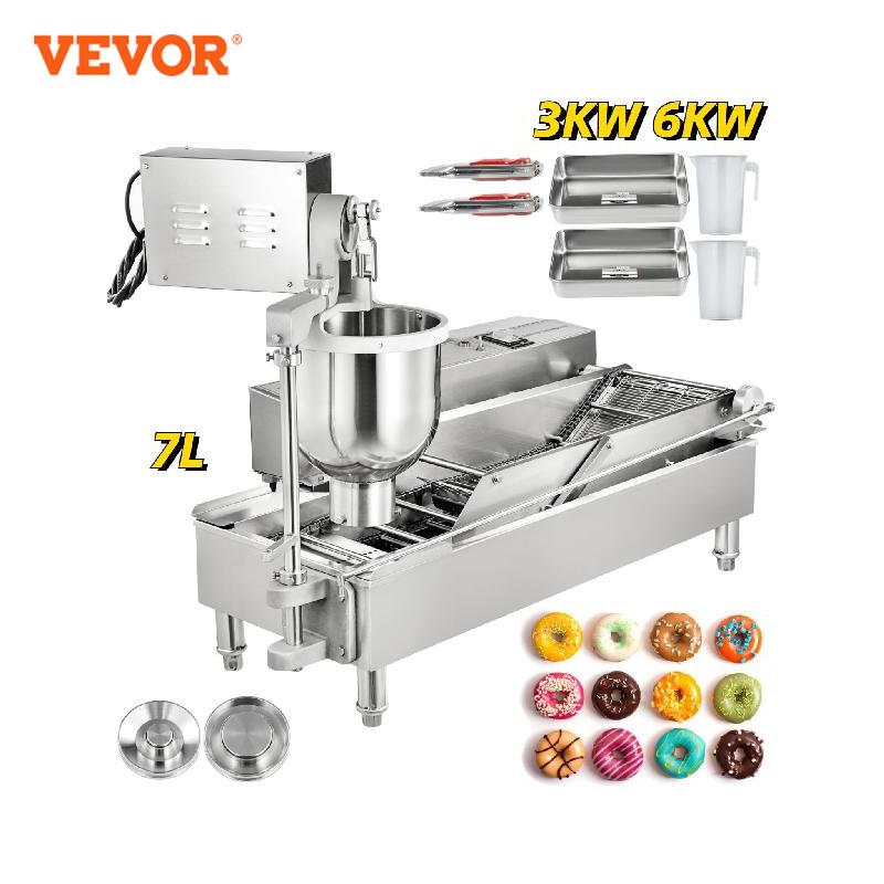 VEVOR Commercial Automatic Donut Making Machine 7L Hopper Stainless Steel Doughnut Maker 3 Sizes Molds Fryer Kitchen Appliances - youronestopstore23