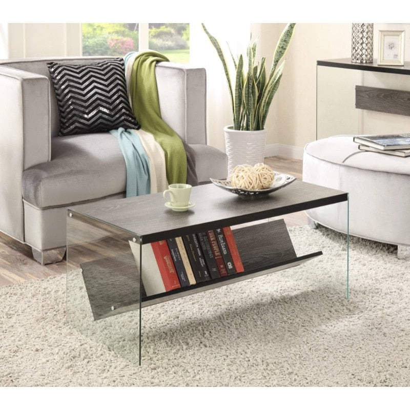 Convenience Concepts Soho Coffee Table, Weathered Grey side table