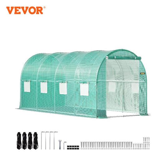 VEVOR Walk-in Tunnel Greenhouse Galvanized Frame &amp; Waterproof Cover 15x7x7/10x7x7/20x10x7/12x7x7 ft Greenhouses &amp; Cold Frames - youronestopstore23