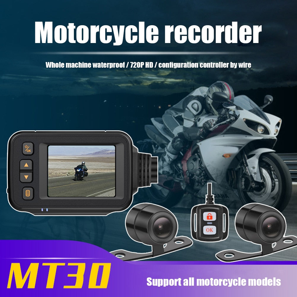 SE30 Waterproof Motorcycle Dash Cam Front + Rear Camera 2 inch Display Dual Channel Motorbike Video Recorder DVR System - youronestopstore23