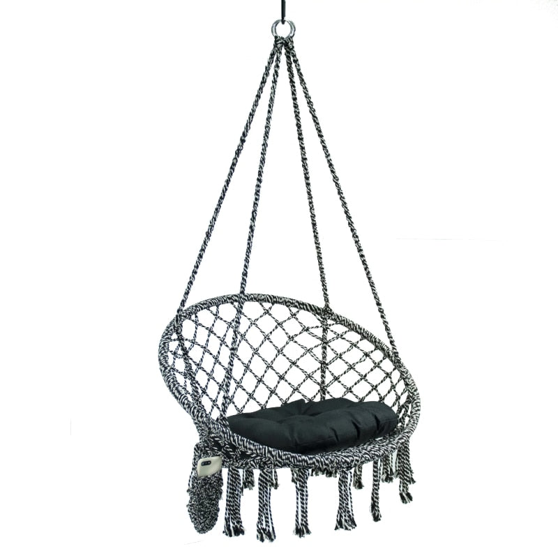 Equip Deluxe Outdoor Macrame Hammock Hanging Chair, Cotton Multi-Color, Size 31.5&quot; L x 24&quot; W Capacity 250l stand - youronestopstore23