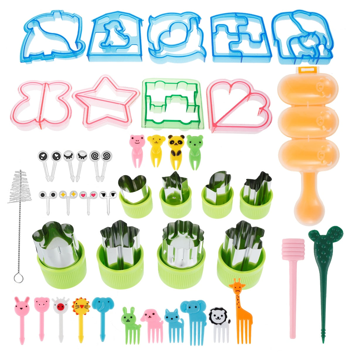 45Pcs Fruit Vegetable Cutter Shapes Set for Kids DIY Cookie Sandwich and Bread Cutter Mold Animal Fruit Fork Kitchen Accessories - youronestopstore23