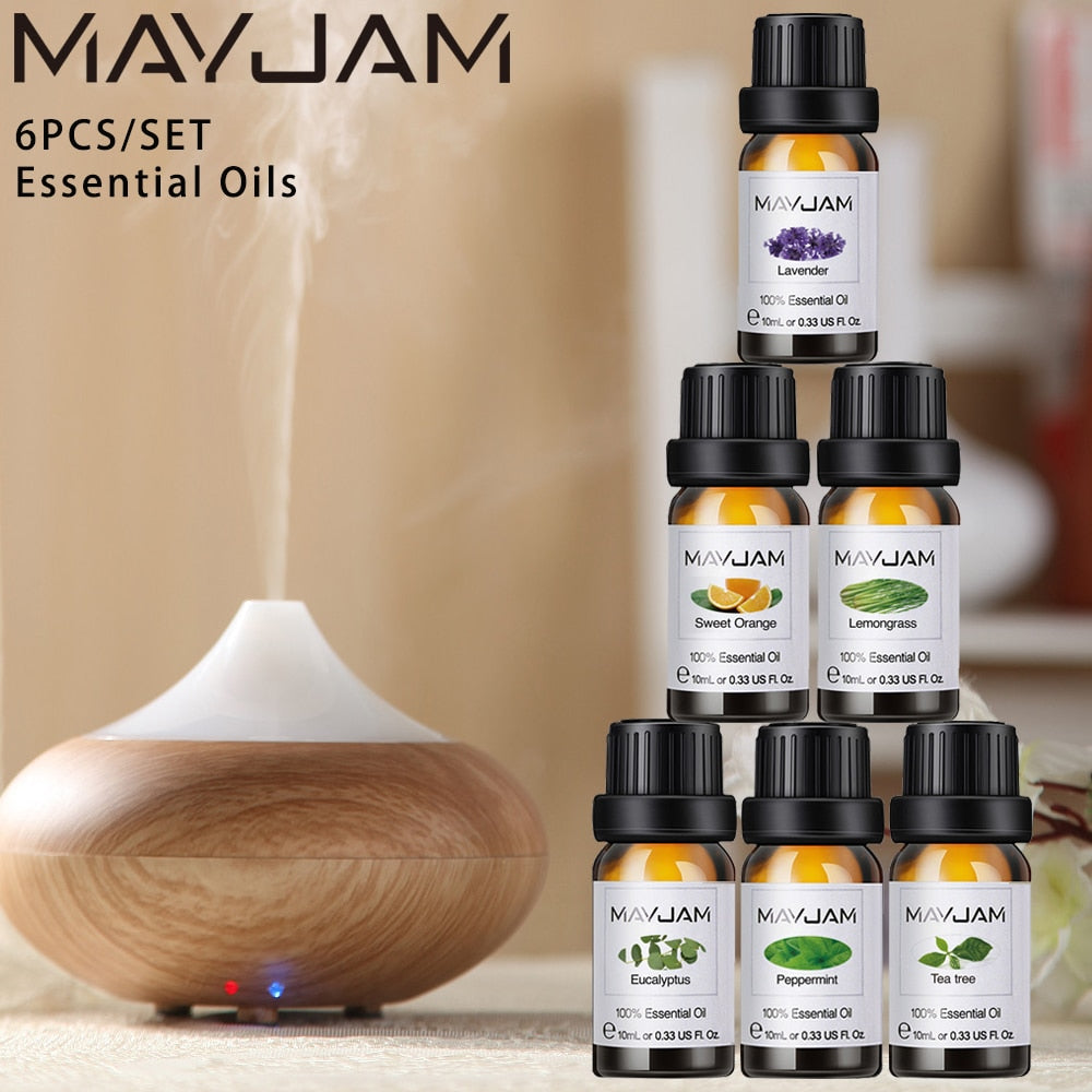 MAYJAM Essential Oils Set - 6pcs Pure Aroma for Diffusers,Bath,Home,Soaps Candle Making,Aromatherapy,Humidifiers,Air Freshener - youronestopstore23