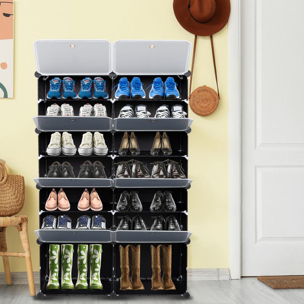 28 Pairs Shoe Cabinet Racks Organizer Hardened Plastic Shoe Boxes Stackable Shoe Cabinet Sneakers Storage Box Home Furniture