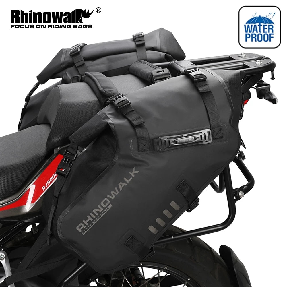 Rhinowalk Motorcycle Bag 28L Waterproof 2 Pcs Universal Fit Motorcycle Pannier Bag Saddle Bags Side Storage Fork Travel Luggage - youronestopstore23