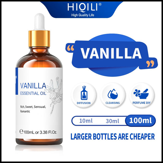 HIQILI 100ML Vanilla Essential Oils for Diffuser Humidifier Massage Aromatherapy Aromatic Oil for Candle/Soap Making Hair Care - youronestopstore23