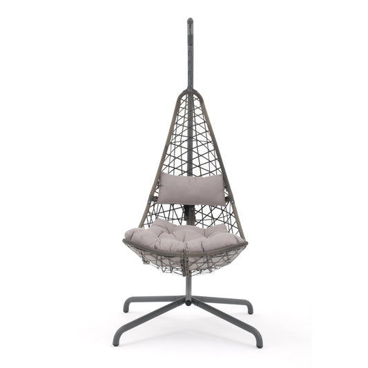 JARDINA Outdoor Swing Patio Wicker Hammock Hanging Egg Chair with Stand and Cushions - youronestopstore23
