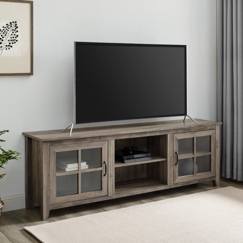 Manor Park Modern Farmhouse TV Stand for TVs up to 80", Grey Wash tv table
