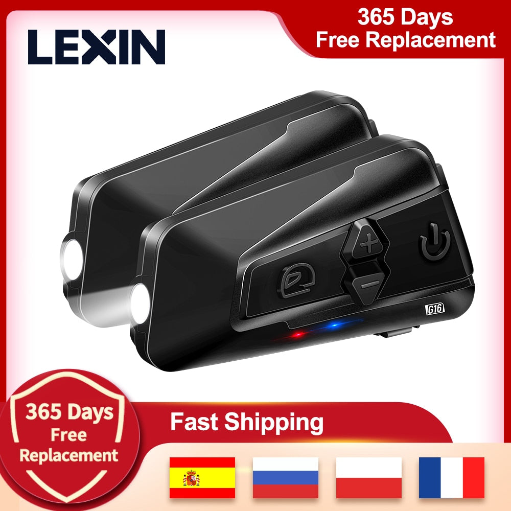 NEW Arrival LEXIN LX-G16 2PCS Motorcycle Helmet Intercom Bluetooth5.0 Headset with Music Sharing For 16 Riders IP67 Waterproof - youronestopstore23